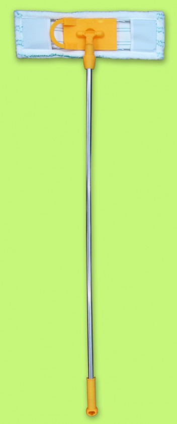 Швабра Флеттер с рычажком "Умничка" KF-P013, насадка м/фибра-полосатая, нетелеск.ручка хром 110см МП