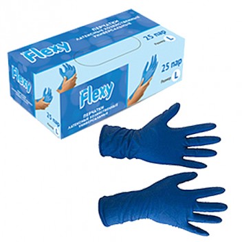 Перчатки латексные хозяйственные универсальные, размер M, синие, 25 пар в коробке