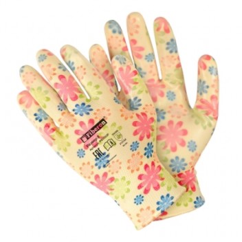 Перчатки «Для садовых работ», полиэстеровые, нитриловое покрытие, разноцветные, размер М