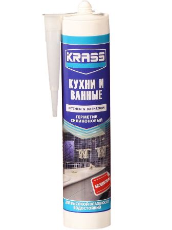 Герметик силиконовый KRASS для кухни и ванны Бесцветный 300мл ЛС