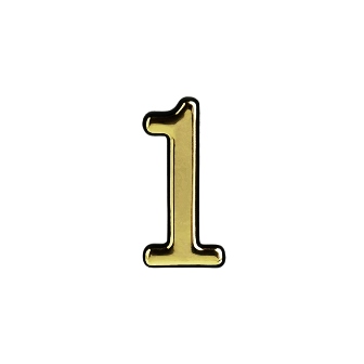 Цифра дверная "1" (55 мм) золото пластик самоклеющаяся Нора-М