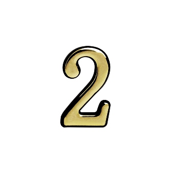 Цифра дверная "2" (55 мм) золото пластик самоклеющаяся Нора-М