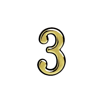 Цифра дверная "3" (55 мм) золото пластик самоклеющаяся Нора-М