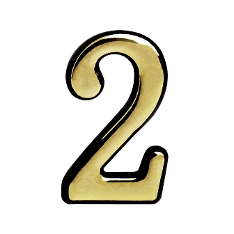 Цифра дверная "2" (100 мм) золото пластик самоклеющаяся Нора-М
