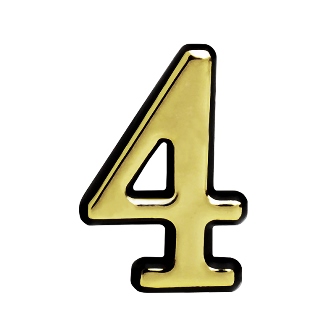 Цифра дверная "4" (100 мм) золото пластик самоклеющаяся Нора-М
