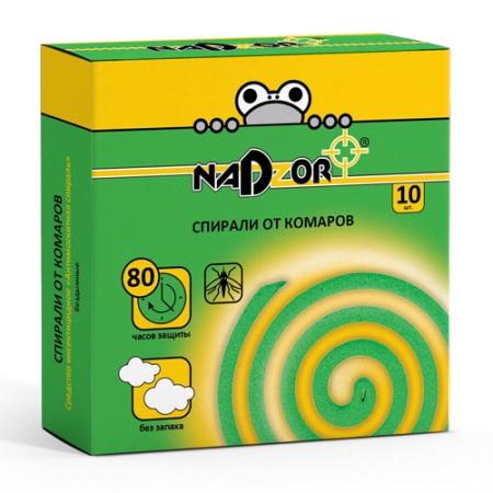 Спирали от комаров бездымные без запаха, 10 шт/упак, Nadzor