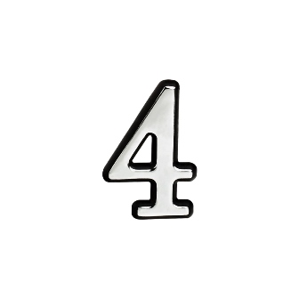 Цифра дверная "4" (55 мм) хром пластик самоклеющаяся Нора-М