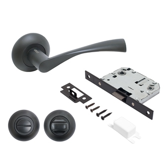 Комплект ручек с защ. и фикс. АРТ "ОСКАР" BL+L7050S BL+BK-R1 BL (13150/S7050) матовый черный АЛЛЮР