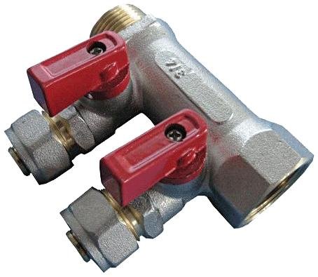 *Коллектор мп никель STC-Faro 3/4"х16х2 шар/к красн 6480 STC