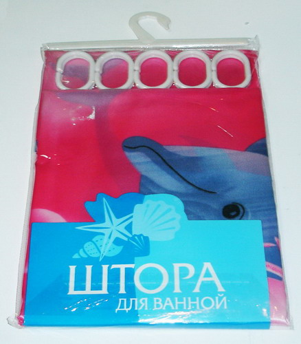 * Штора для ванной 014 Dolphin КРАСНАЯ Ст.