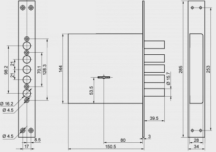 Замок врезной ЗВ8-8К5П/15.3Ш (71622) BORDER