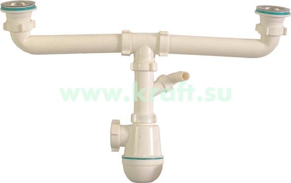 Сифон ГРОТ 1 1/2"*40 двойн.с отвод.с/м A3500 "АНИ"