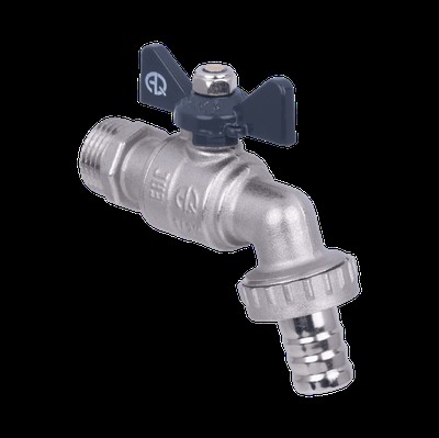 Кран водоразборный 1/2 шаровый бабочка под шланг PN10 AQualink