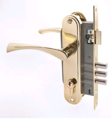 Замок врезной 103/3 с/руч GP латунь 4кл. АЛЛЮР (12)