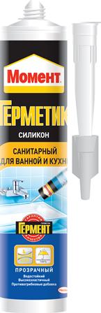 Герметик силиконовый для ванны и кухни прозрачный, 280мл "Момент" (Бельгия)*не морозостойкий