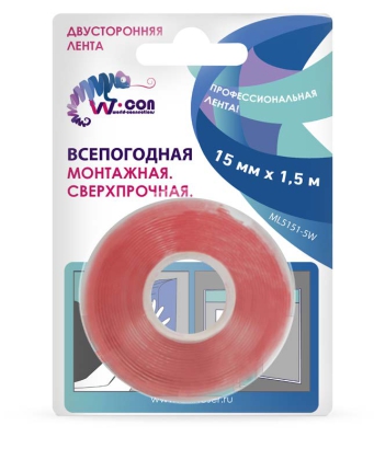 *Лента монтажная, двусторонняя, сверхпрочная, всепогодная 25мм*1,5м "W-CON"