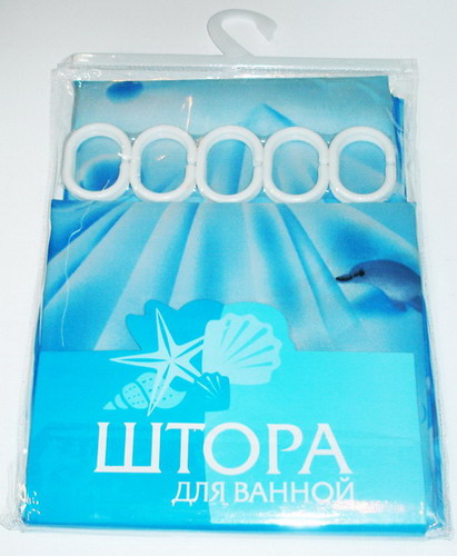 * Штора для ванной 014 Dolphin ГОЛУБАЯ Ст.