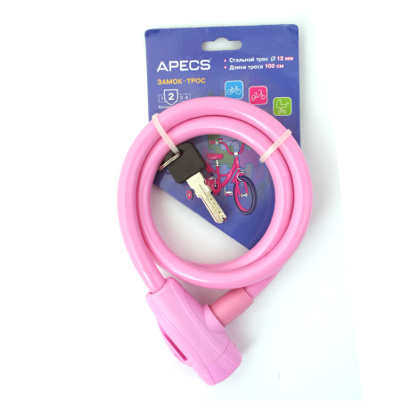 *Замок велосипедный Apecs PD-84-100СМ-PINK