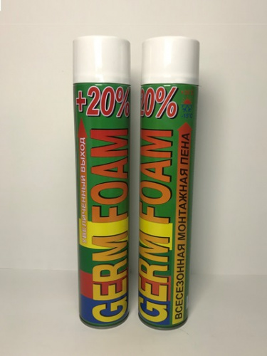 Пена монтажная бытовая всесезонная 750мл увел. выход+20% 530г "GERMFOAM"