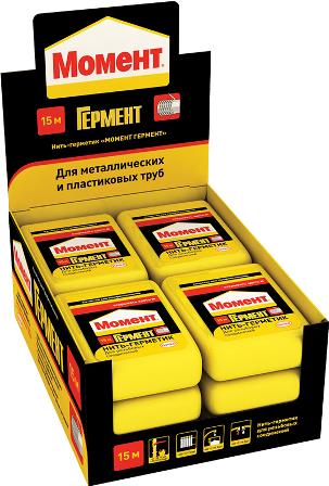 *Нить-герметик "Момент Гермент" с мультистраничной этикеткой в шоубоксе, 1500 см (Чеш.респ.)