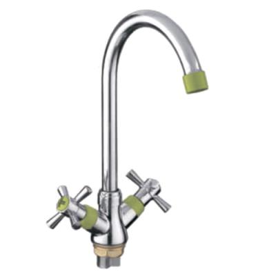 Смеситель д/кухни 1/2" мет-кер Крест зел/хром на гайке R49118-6 "FRUD"