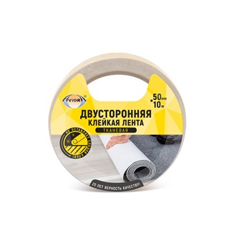 Лента двусторонняя клейкая на ТК основе 50мм*10м "Aviora"