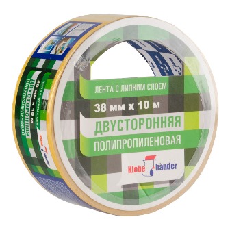 Лента двухсторонняя полипропиленовая, 38мм*10м, в и/у "Klebebander"
