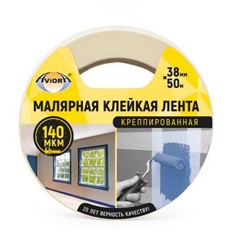 Лента креппированная клейкая бумажно/малярная 38мм*50м "Aviora"
