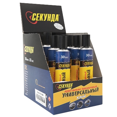 Клей универсальный "Секунда" 30 мл , в шоу-боксе по 10 шт Aviora"